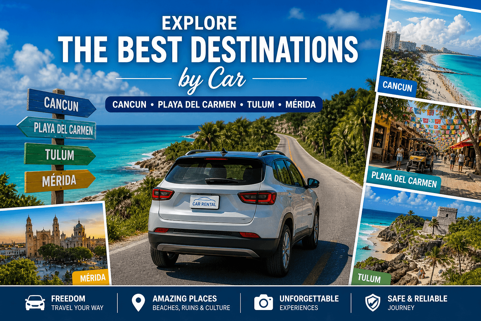 Top Destinations in Mexico by Car: Cancun, Playa, Tulum & Merida