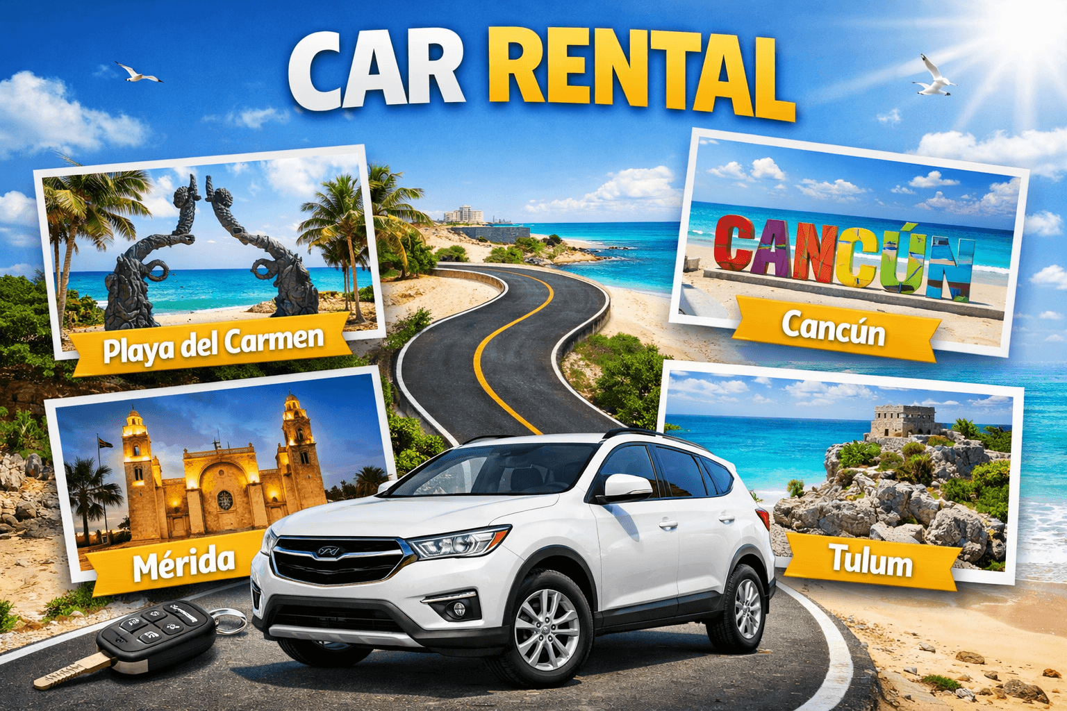 Complete Car Rental Experience in Cancun, Playa del Carmen, Tulum and Mérida: Comfort, Flexibility and Smart Travel