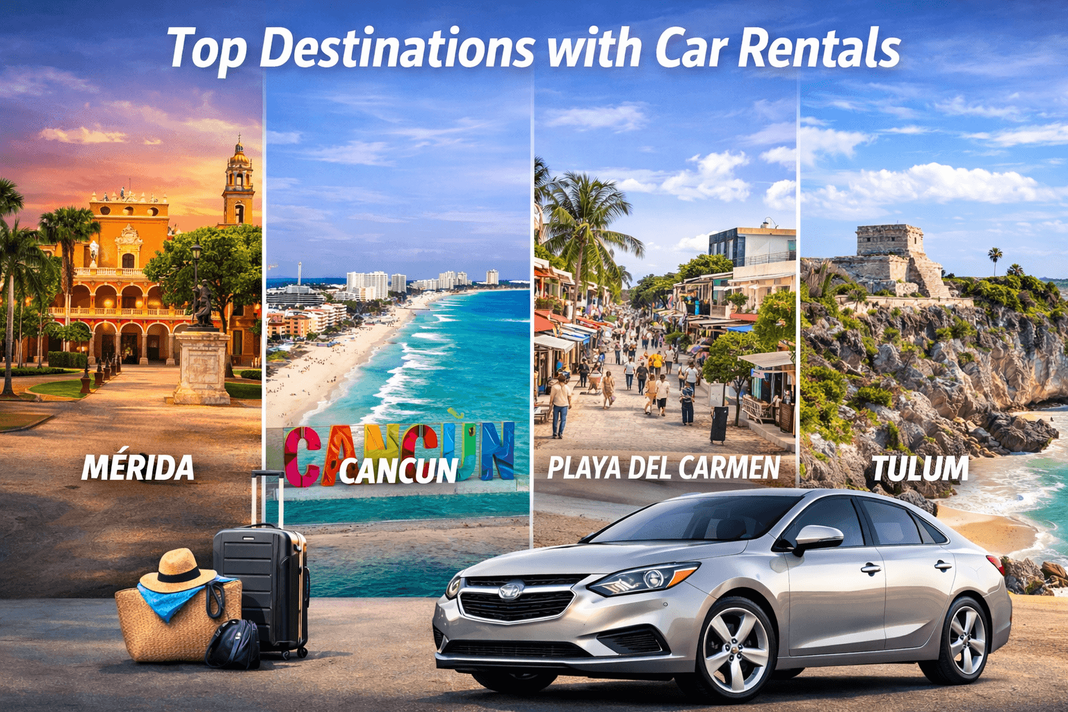 Destinations to Explore by Rental Car in Cancun, Playa del Carmen, Tulum & Mérida
